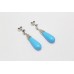 Dangle Earrings Blue Turquoise Gem Stone Women's Solid Silver 925 Handmade A664